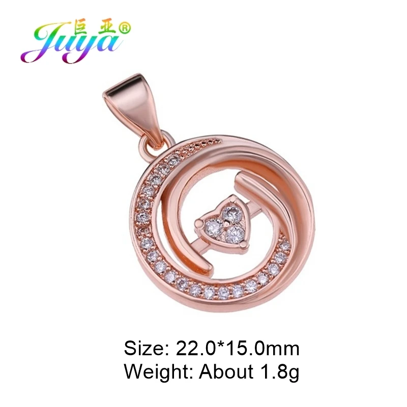 Rose Gold Juya DIY микро паве Циркон Любовь подвеска в форме сердца аксессуары для ювелирных изделий браслет ожерелье изготовление сережек фитинги - Окраска металла: Rose Gold