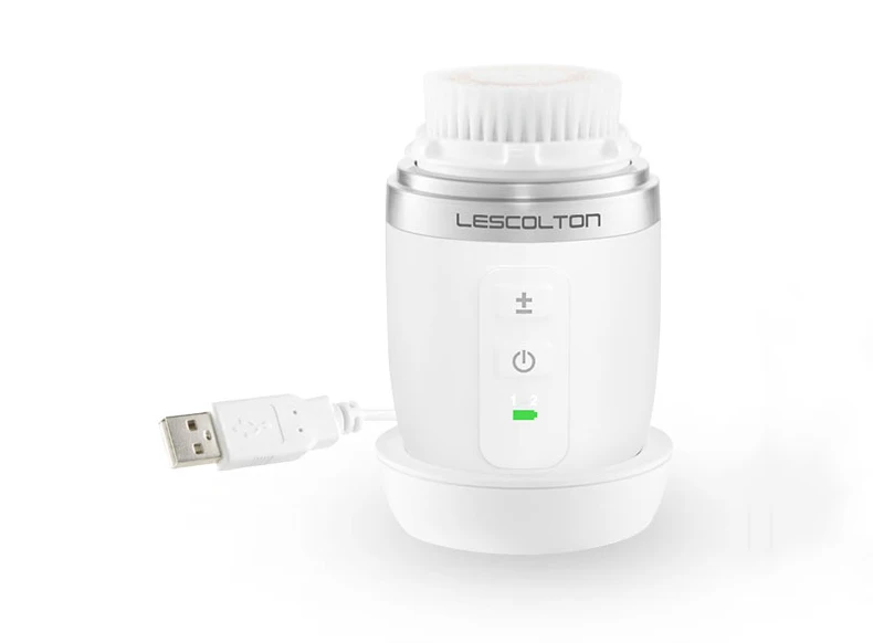 Lescolton питание Очищающая Соник щетка для лица USB зарядка Водонепроницаемый скруббер для кожи устройства Электрический угрей Чистка Пор Cepillo