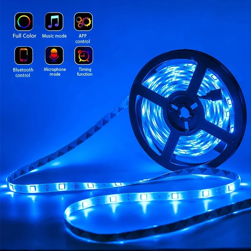 

LED Strip Lights RGB 5050 Bluetooth Control USB Flexible Lamp 5V Tape Ribbon Diode For Festival Room Luces Computer TV Desk Luz