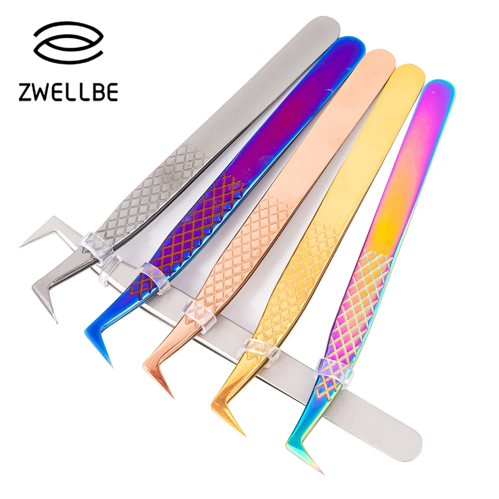 Цветные антистатические пинцеты для наращивания ресниц набор бровей из