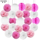 24 шт.компл. подвесная бумага шаровые фонари из папиросной бумаги, помпон, цветок, сотовые шары, фонарик, декор для свадьбы, дня рождения, рождественской вечеринки