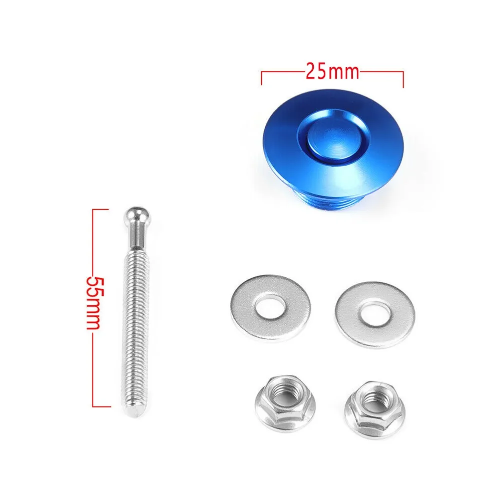 

2Pcs/Set Push Button Aluminum Alloy Quick Release Blue Bonnet Bumper Latch Lock Pins