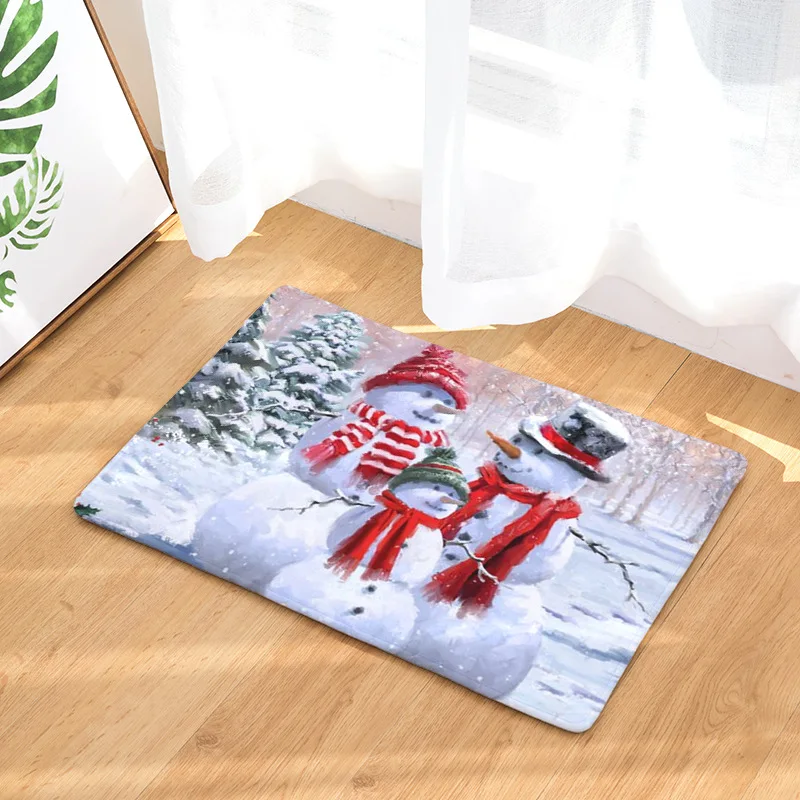 Рождественский коврик для входной двери с принтом снеговика мягкие коврики