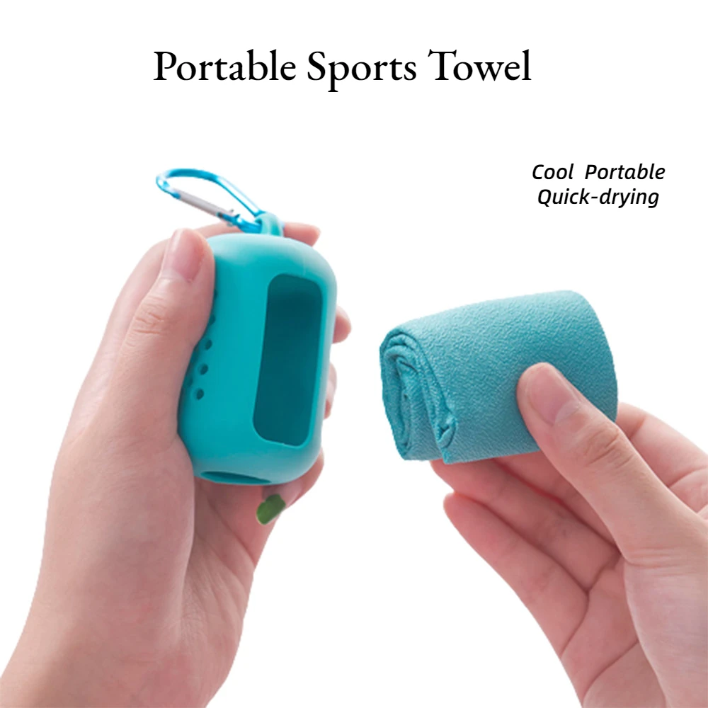 

Quick Drying Cooling Microfiber Towel Instant Cooling Relief Sports Portable Yoga Gym Pilates Running Travel Towel Silicone Bag