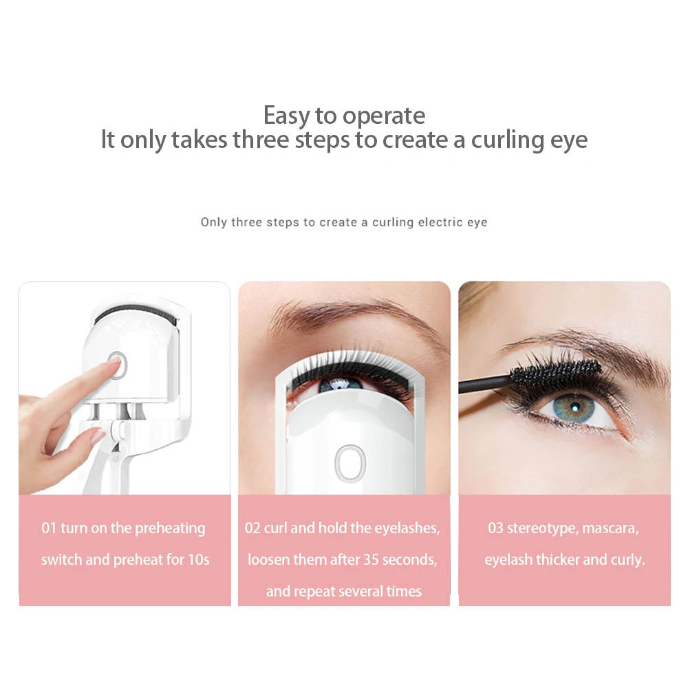 

Natural Curl Electric Eyelash Curler Rechargeable Dual Temperature Eyelashes Long-Lastin Shape Fast Curl Electric Eyelash Curler