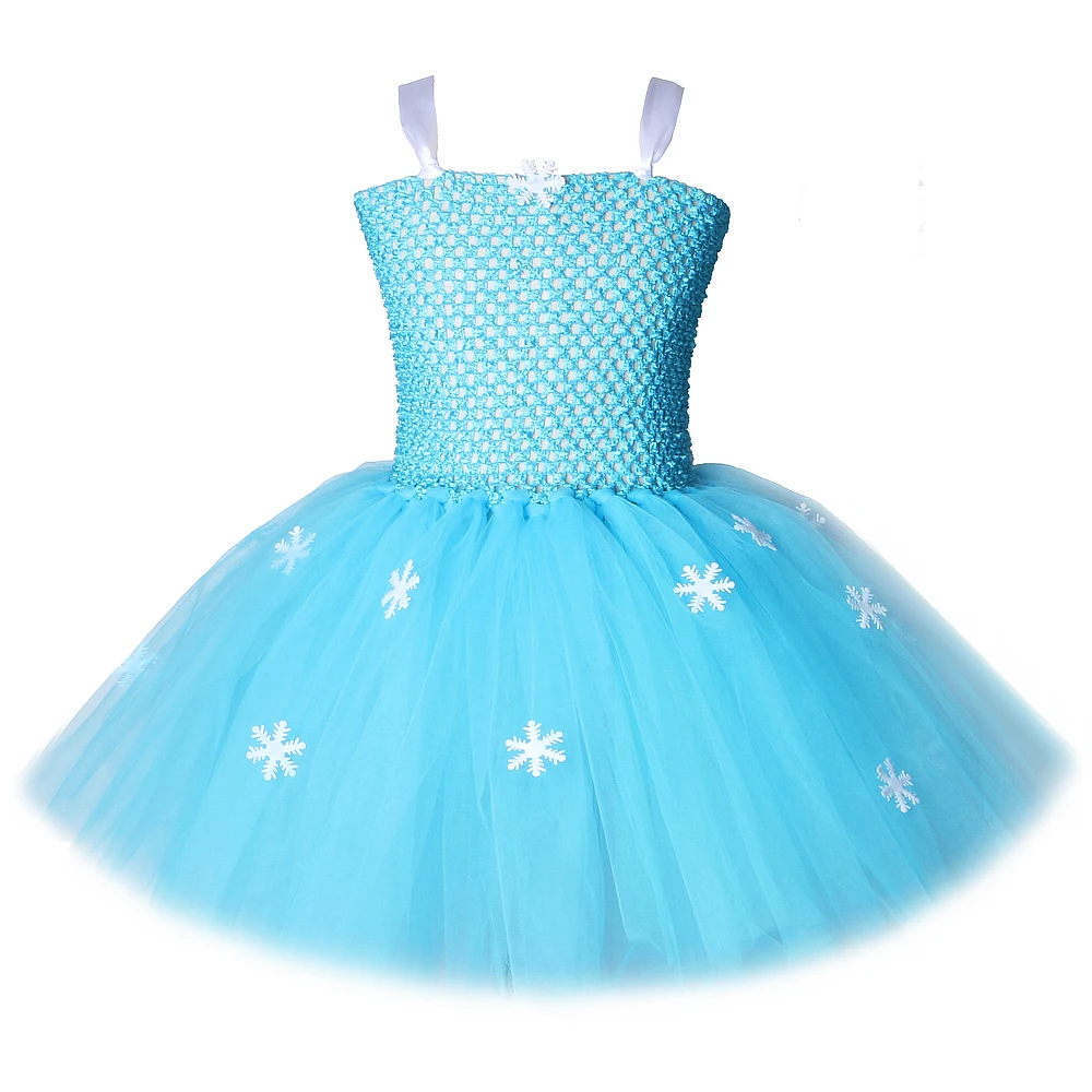 

Princess Elsa Dresses for Girls Carnaval Costumes Kids Snow Queen Elza Fancy Tutu Dress with Snowflake Children Birthday Party