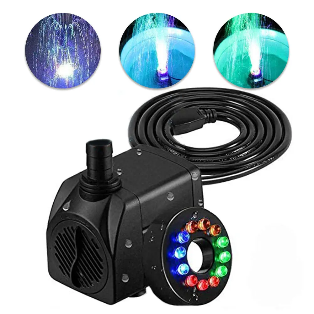 

LED Electric Mini Water Pump With Colorful Lights Outdoor Low Noise Fountain Adjustable Water Pump Home DéCor Fountain Pump