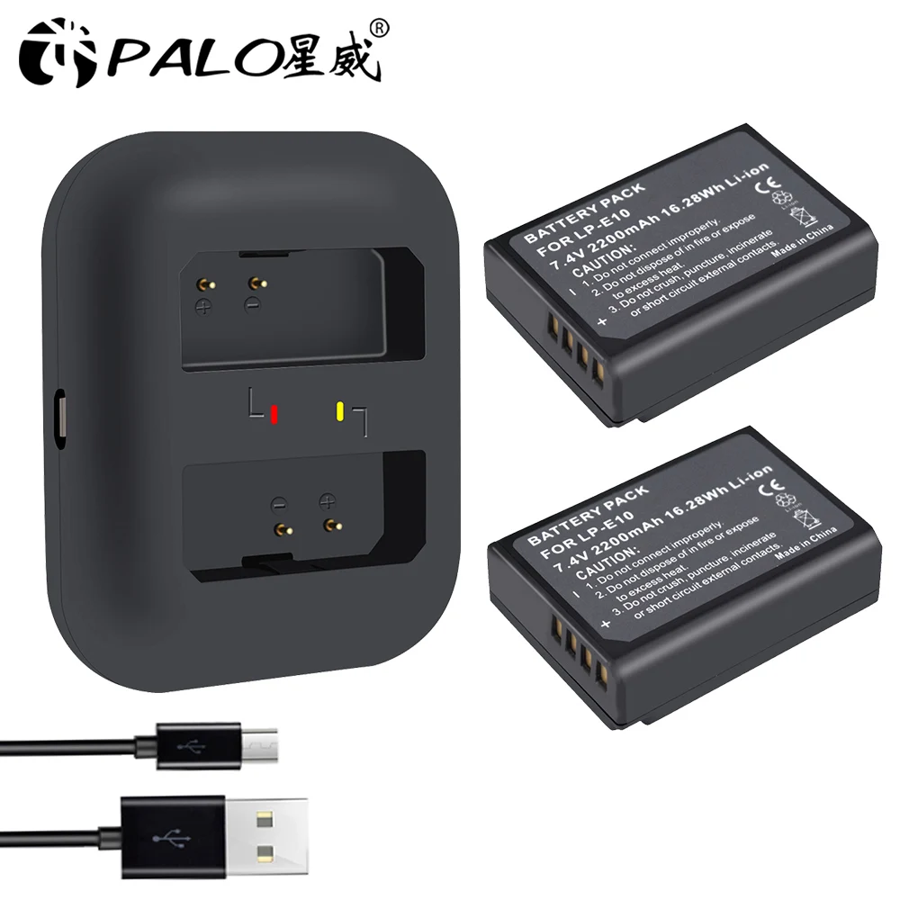 2pcs and chargerA PALO origial 2 шт. LP-E10 LP E10 LPE10 Камера батареи для цифровой однообъективной зеркальной камеры Canon EOS 1100D 1200d 1300d Kiss X50 X70 X80 Rebel T3 T5 T5 - Цвет: 2pcs and chargerA