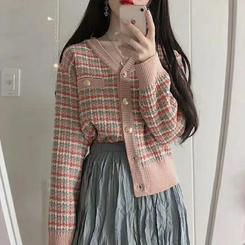 

Ladies Knitted Cardigans Sweaters Women Long Sleeve V-neck Korean Office Fashion Slim Tops Cardigans 2019 Autumn Winter