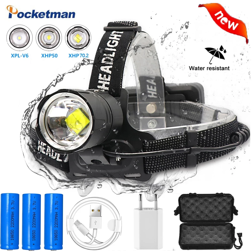 Супер яркая светодиодная фара 5000 люмен светодиодный налобный фонарь высокой