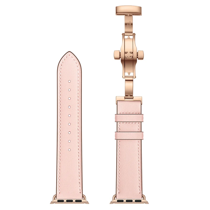 

Butterfly Buckle Strap for Apple Watch Band 44mm 40mm Iwatch Band 42mm 38mm 6/SE/5/4/3/2/1 Bracelet Genuine Leather Watchband