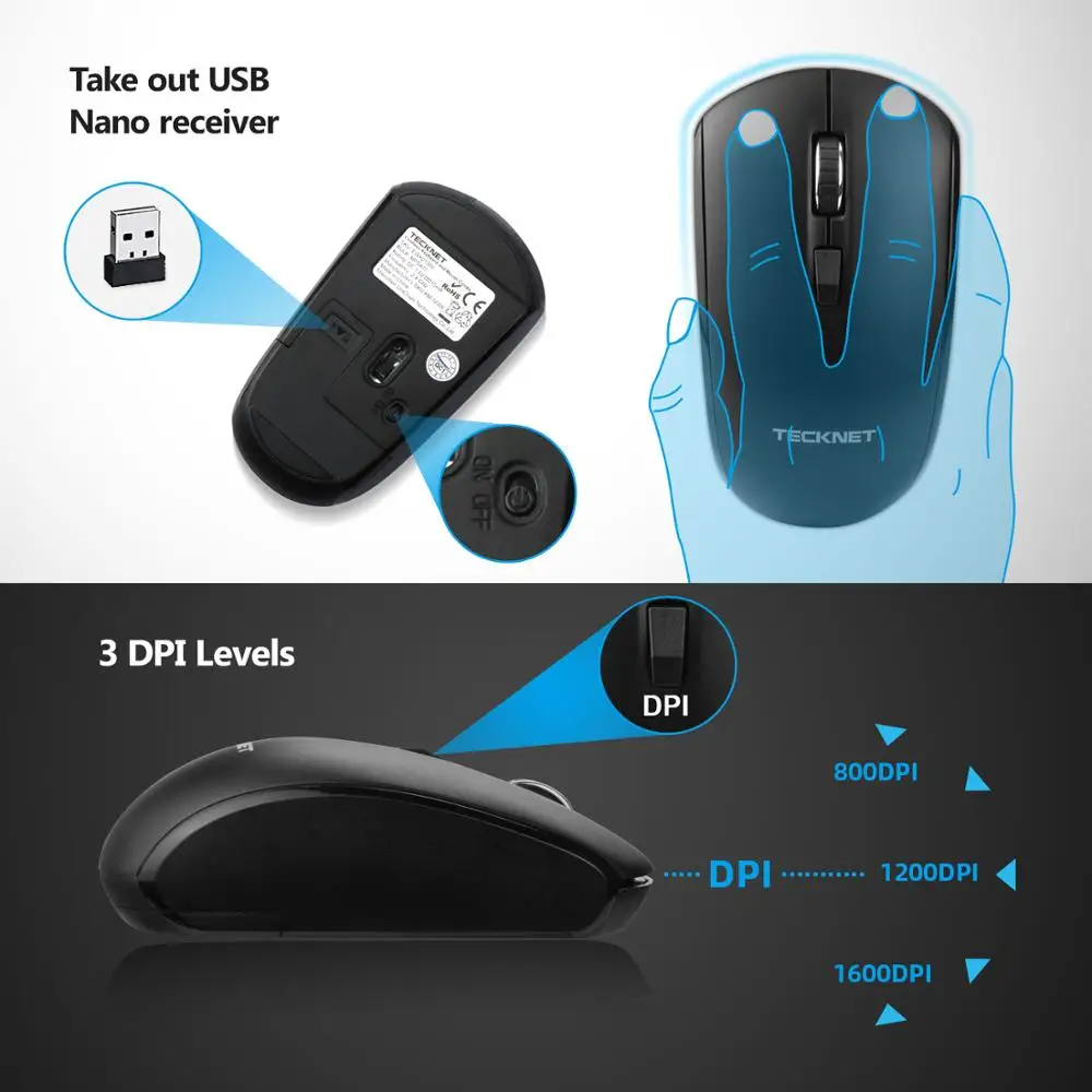 TeckNet 2 4 ГГц полноразмерная эргономичная беспроводная клавиатура и мышь