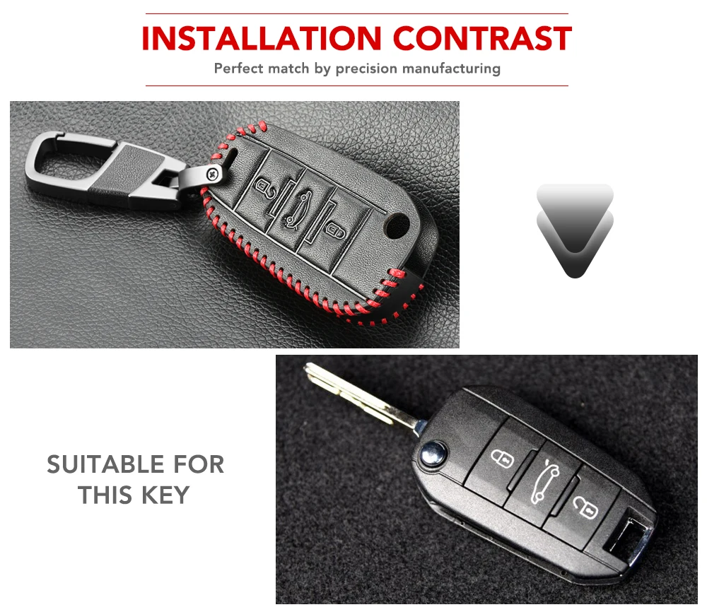 Кожаный чехол для ключей Fob Citroen C3 C4 C5 DS3 DS4 Picasso Xsara Peugeot 308 307 508 2008 3008 4008