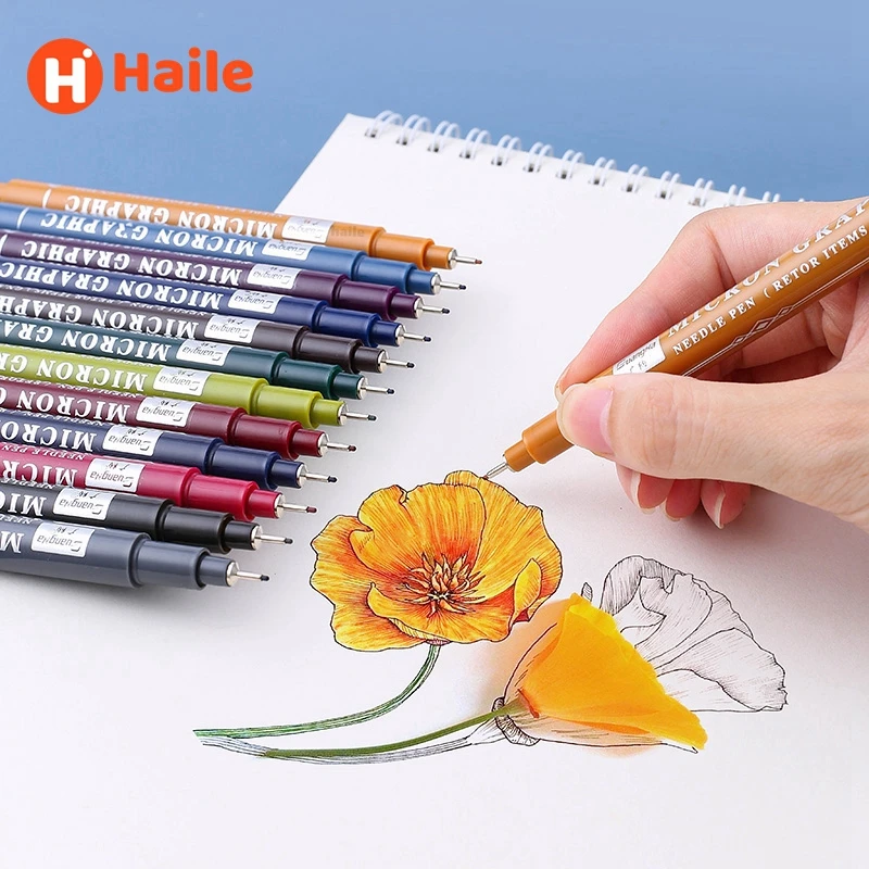 

Haile 12 Color/set 0.5 mm Retro Fluorescence Color Pigment Liner Pigma Pen Sketch Micron Pen Sketching Pen Art Marker Stationery