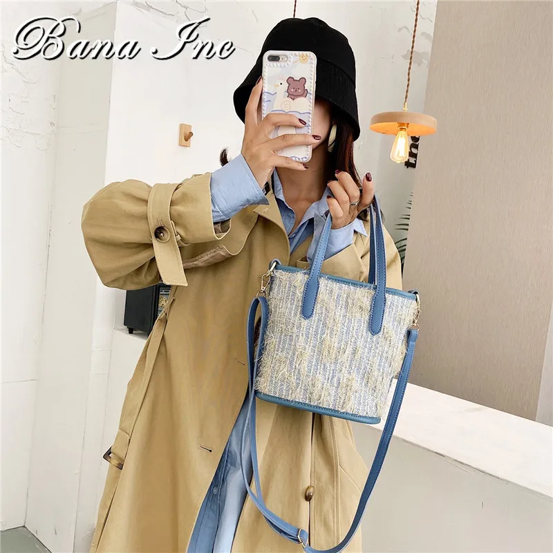 

Winter Bucket Shoulder Bag Women Purses and Handbags Crossbody Bags Fashion WOOL Women's Totes