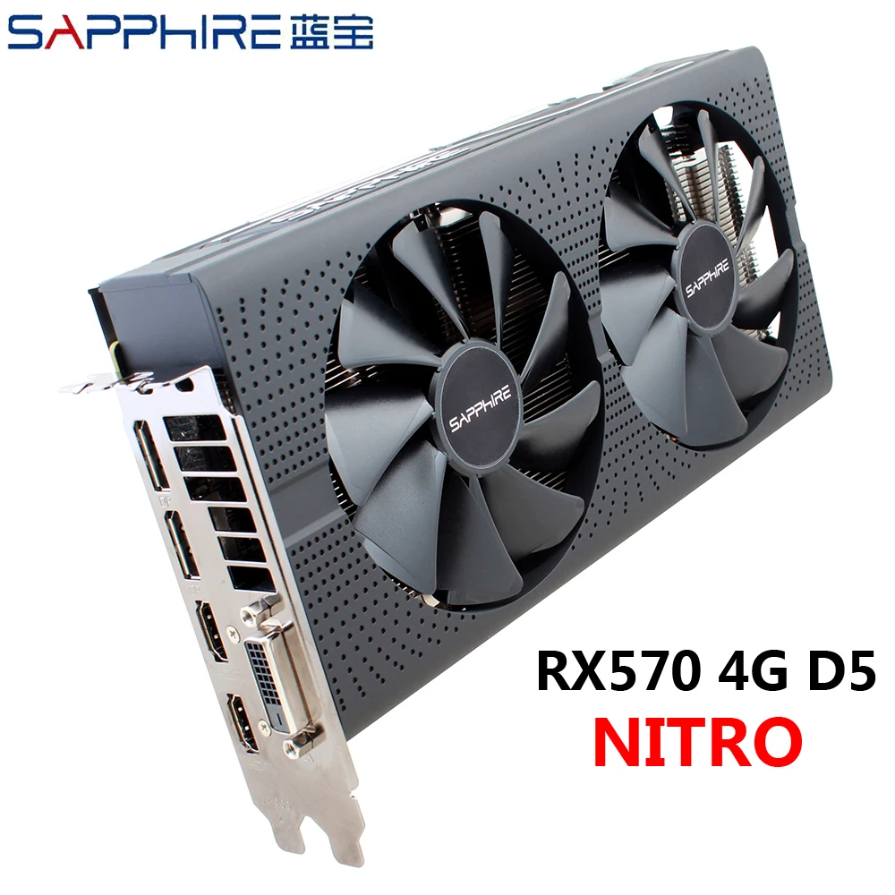 Б/у видеокарты Sapphire RX 570 4G GDDR5 256bits Dual Fan 2* HDMI+ 2* DP+ 1* DVI PCI-E 3,0X16 NITRO Oversea Ver