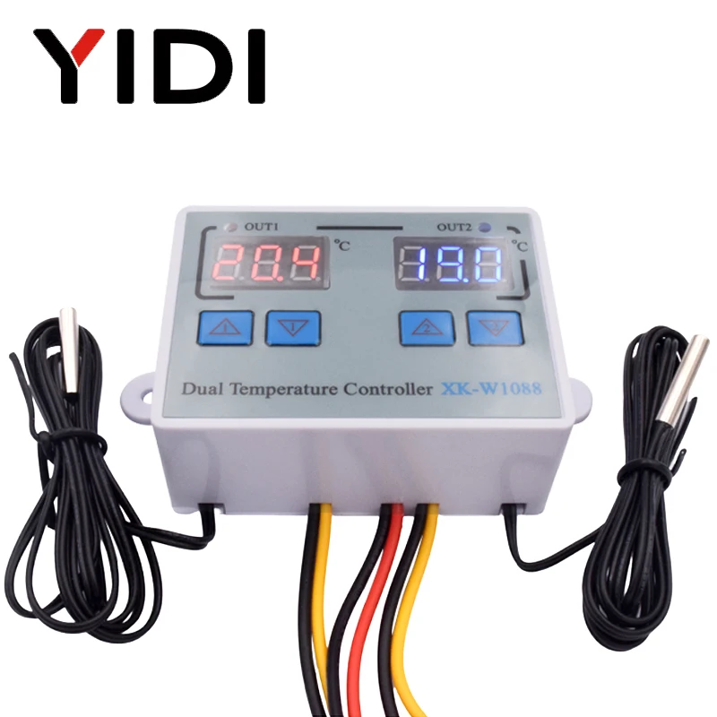 W1088 Dual LED Digital Temperature Sensor Meter Controller Electric Heating Thermostat 220V Aquarium Incubator Thermoregulator |