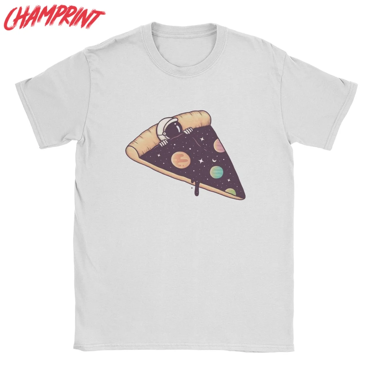 Повседневная футболка для мужчин с изображением пиццы астронавта галактики