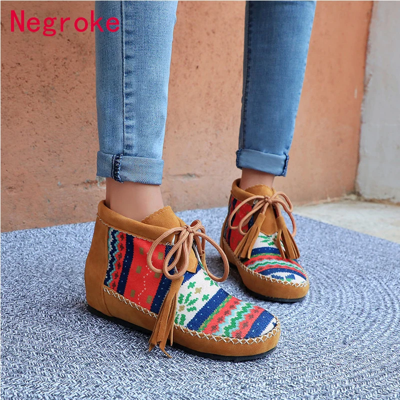 

New Bohemian Style Women Shoes 2020 Autumn Winter Short Boots Ladies Matte Suede Women Booties Nation Women Naked Boots