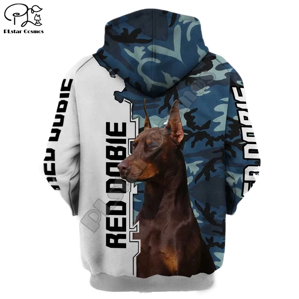 Новые мужские Забавные футболки унисекс красный dobie ограниченное 3d собаки