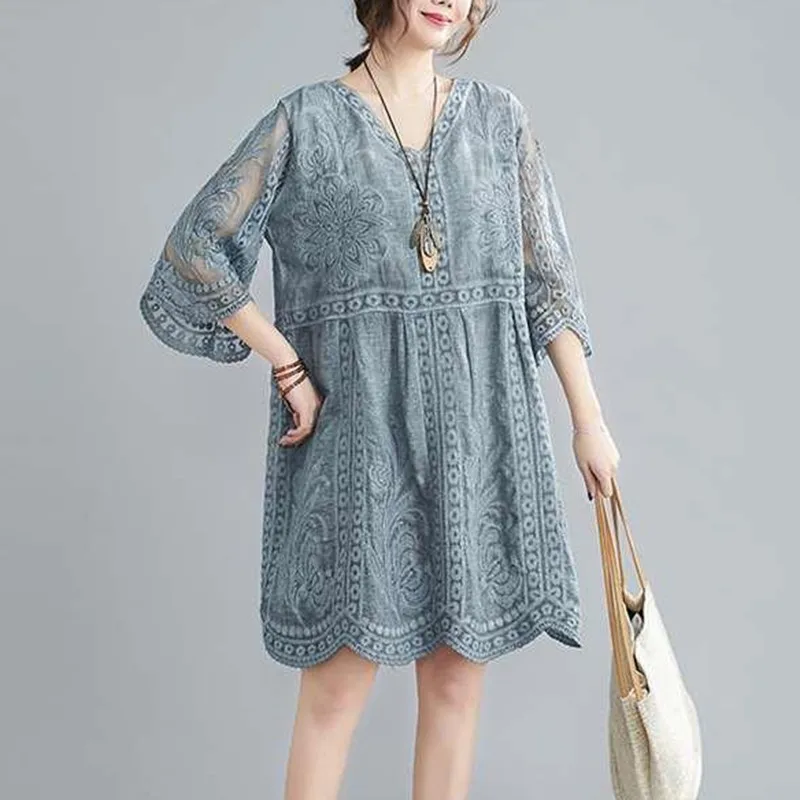 Женские повседневные платья большого размера Новинка 2020 года Летнее винтажное
