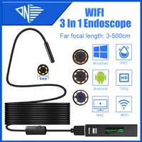 wifi 8mm far focus lens 3 in 1 hd 720p endoscope ip68 industrial tube mirco usb type c borescope video inspection for android ph