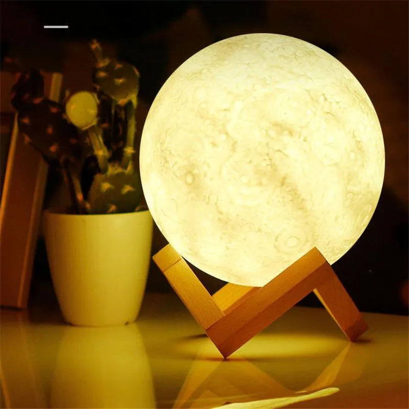 New 8/10/12/15/18cm Moon Lights Starry Sky Projection Colorful Night Light Home Decor Creative Gift Bedroom LED Night Light 40#1