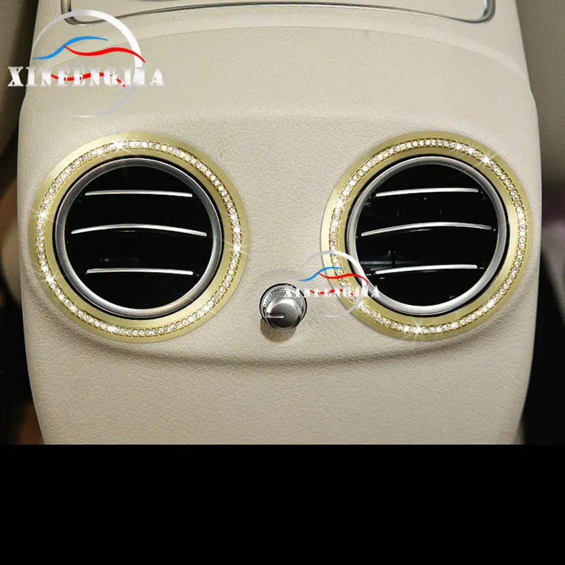 

For Mercedes-Benz GLC C E Class X253 W205 W213 15-19 Gold Silvery Crystal Style Rear Air Outlet Cover Trim