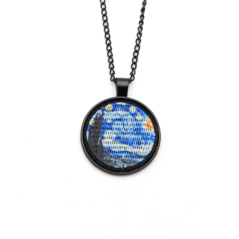 Тканевая вышивка Ван Гог Знаменитые Картины Звездная ночь ожерелье Модные