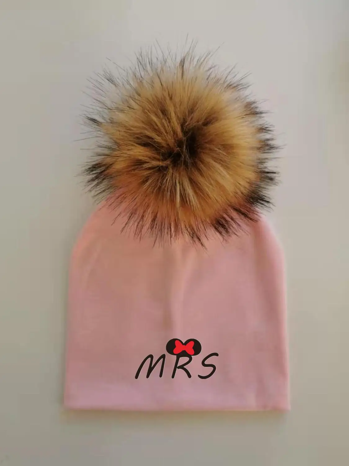 2 light pink mrs Хлопковые шапки для новорожденных, Детские помпоны, реквизит для фотосессии, кружки мистер и миссис, детские шапки, аксессуары для мальчика, шапочка для маленьких девочек, детские шапки - Цвет: 2 light pink mrs