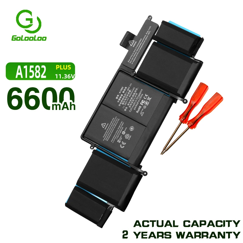 

Golooloo A1582 Laptop Battery for Apple MacBook Pro Retina A1502 (2015 Year Version) Screwdriver Battery 11.36V 6600mAh