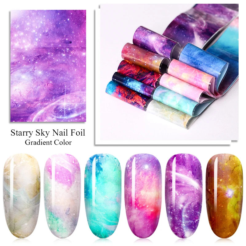 RBAN NAIL 7 мл переводные наклейки из фольги для ногтей, гелевый набор, клейкие обертывания для дизайна ногтей, звездное небо, гелевые слайдеры, сделай сам, маникюр