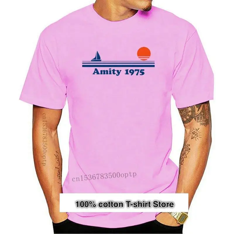 

Camiseta de Amity para hombre y mujer, camisa con estampado de mandíbulas, 1975