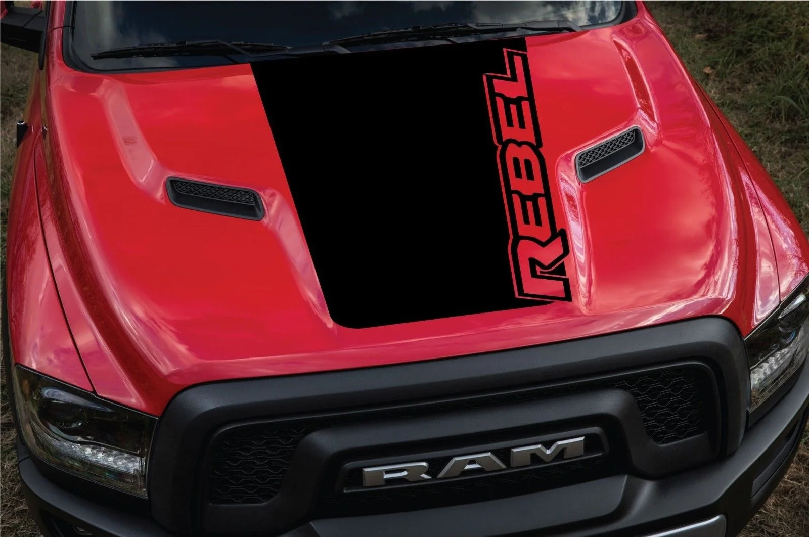 

Для 2015-2017 Dodge Ram Rebel логотип капюшон Виниловая наклейка для грузовика Графический отражающий хром