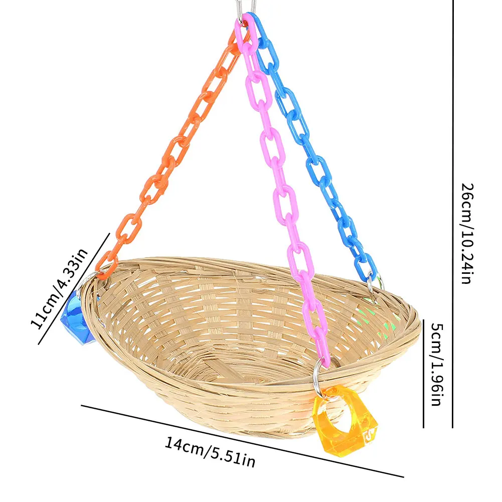

Birds Swing Wooden Parrot Swing Nest Toys Reusable Birds Hanging Toy for Squirrel Finches Parrot Round Shape Hanging Swings