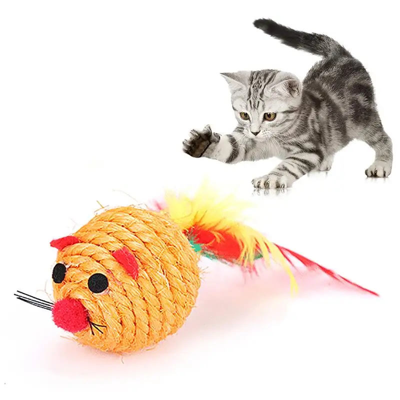 

Kapmore 1pc Creative Funny Cat Sisal Toy Pet Interactive Chase Toy Mouse Toys For Kittens Pet Supplies Cat Favors Random Color