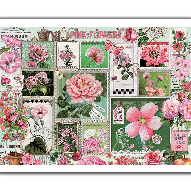 

5D Diy Diamond Painting Pink Flowers Full Diamond Embroidery Sale Rhinestones Pictures Canvas Wall Art Decor Gift
