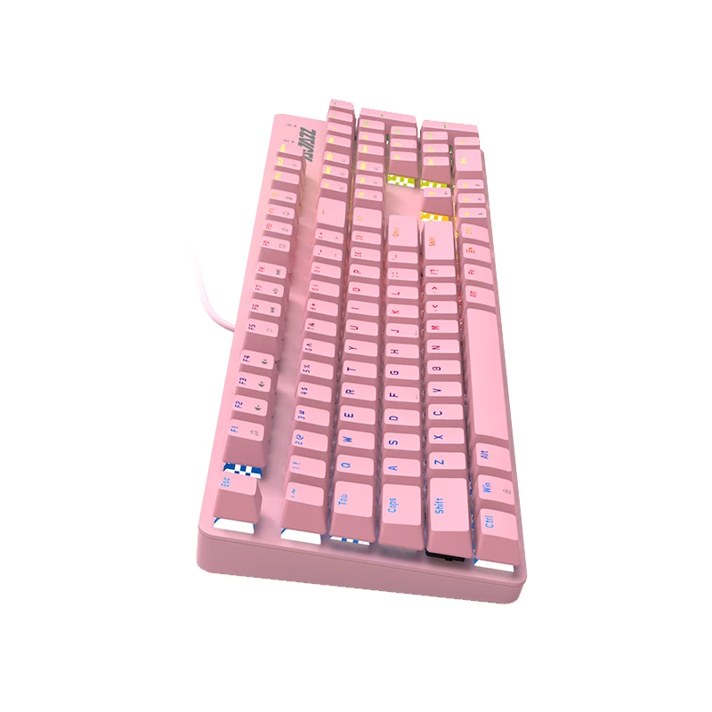 

104-key Pink Mechanical Keyboard Mouse Combo Macro Programming Mixed Color No Conflict Ergonomics Keyboard 3200DPI Mouse for PC