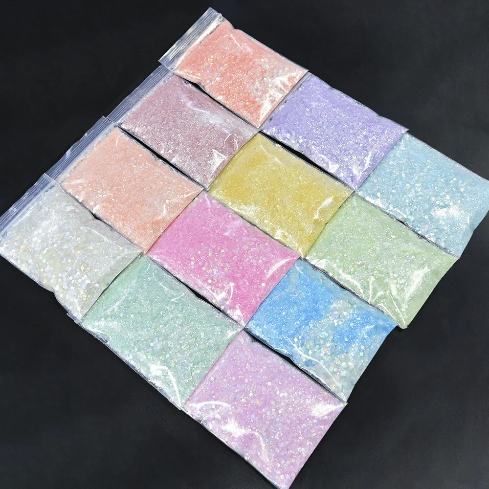 

500G Holographic Nail Sequins Mirage Manicure Glitter White Laser Nail Powder DIY Decoration 12 Springs Colors FD151