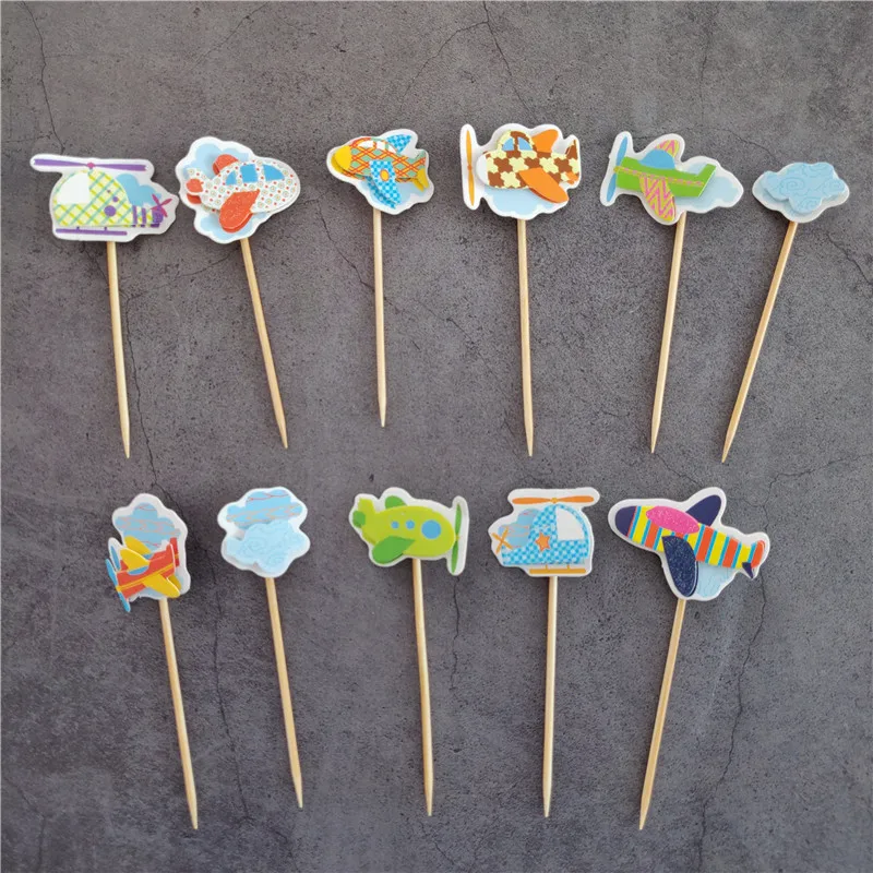 10 шт. динозавр капкейк Топпер мультфильм самолет Деревня Стиль торт Для детей