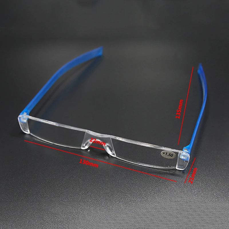 

Rimless Reading Glasses Resin Clear Lens Women Men Portable Pen Tube Case Presbyopia Eyeglasses +1.0 1.5 2.0 2.5 3.0 3.5 4.0