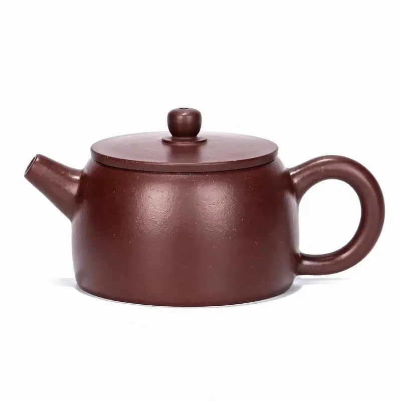 Purple Vermilion Small Flat Lid Pot Zisha Teapot Yixing Handmade Pot Kung-fu Teaware  Purple Clay Drinkware For Puer Green Black