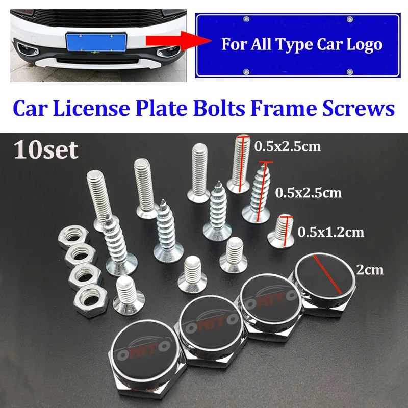 

10sets 40pcs Car Accessory License Plate Frames Tag Cap Screw Caps Nuts Car Decoration For A1 A2 A3 A4 A5 CITY Pilot CRV Civic