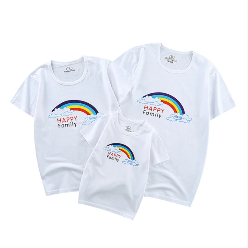 

100% Cotton of Dad Mom Daughter Son T-shirt for Family Mtaching Clothes Outfits Adult Baby Girls Boys Cartoon Print Shirts Tops