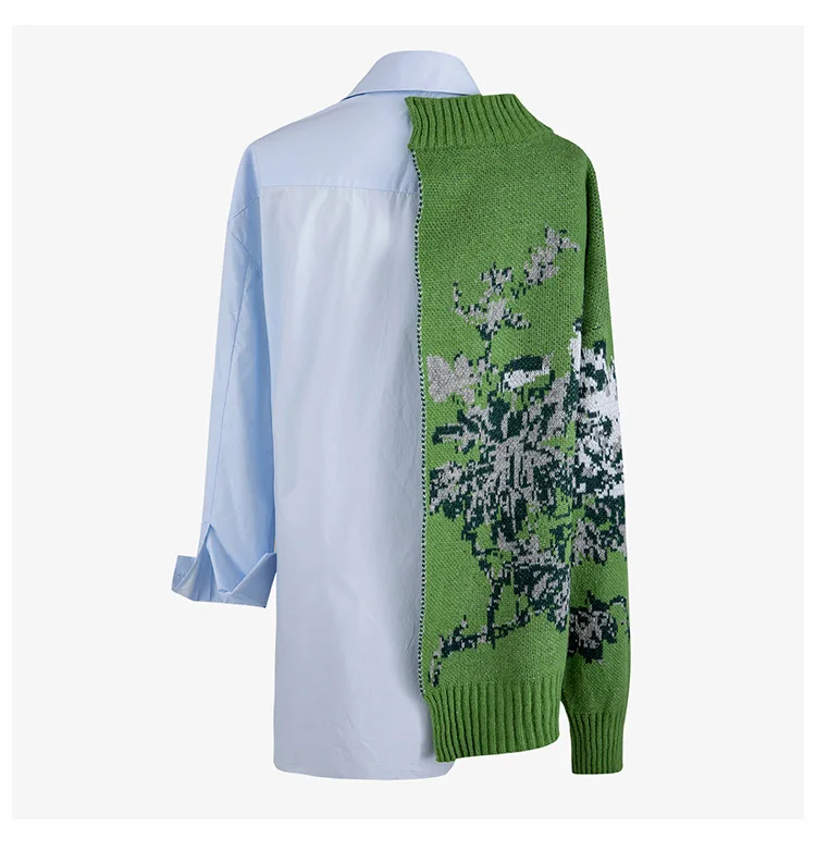 AIMENUNU Лоскутные популярные цветные рубашки с косичками женские воротником