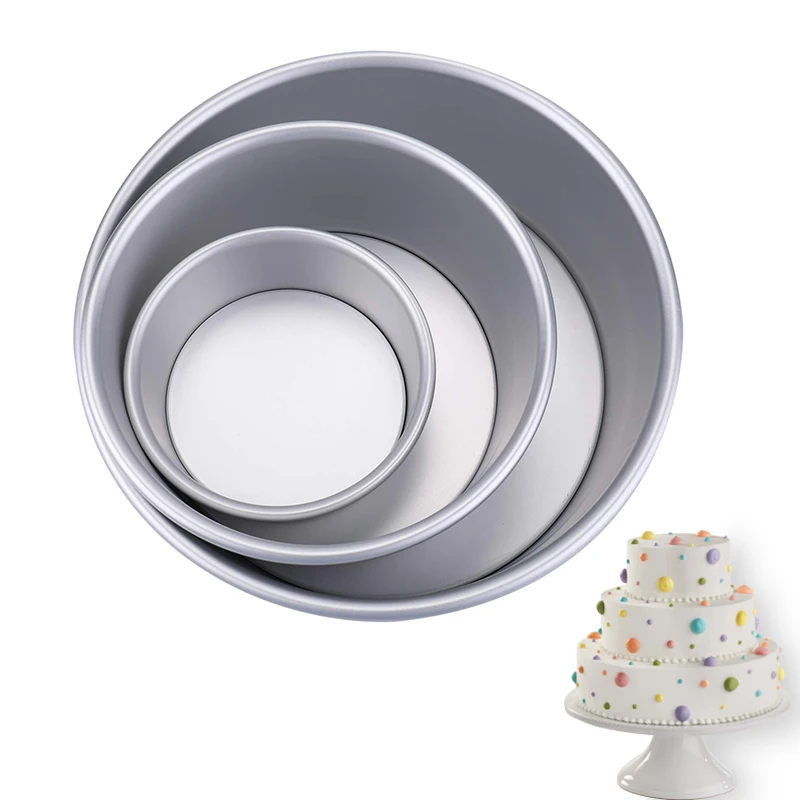 

4/6/8 Inch Round Cake Pan Set With Removable Bottom Aluminum Alloy Chiffon Cake Mold/Mould Set 3 Tier Round Cakes Tins C019