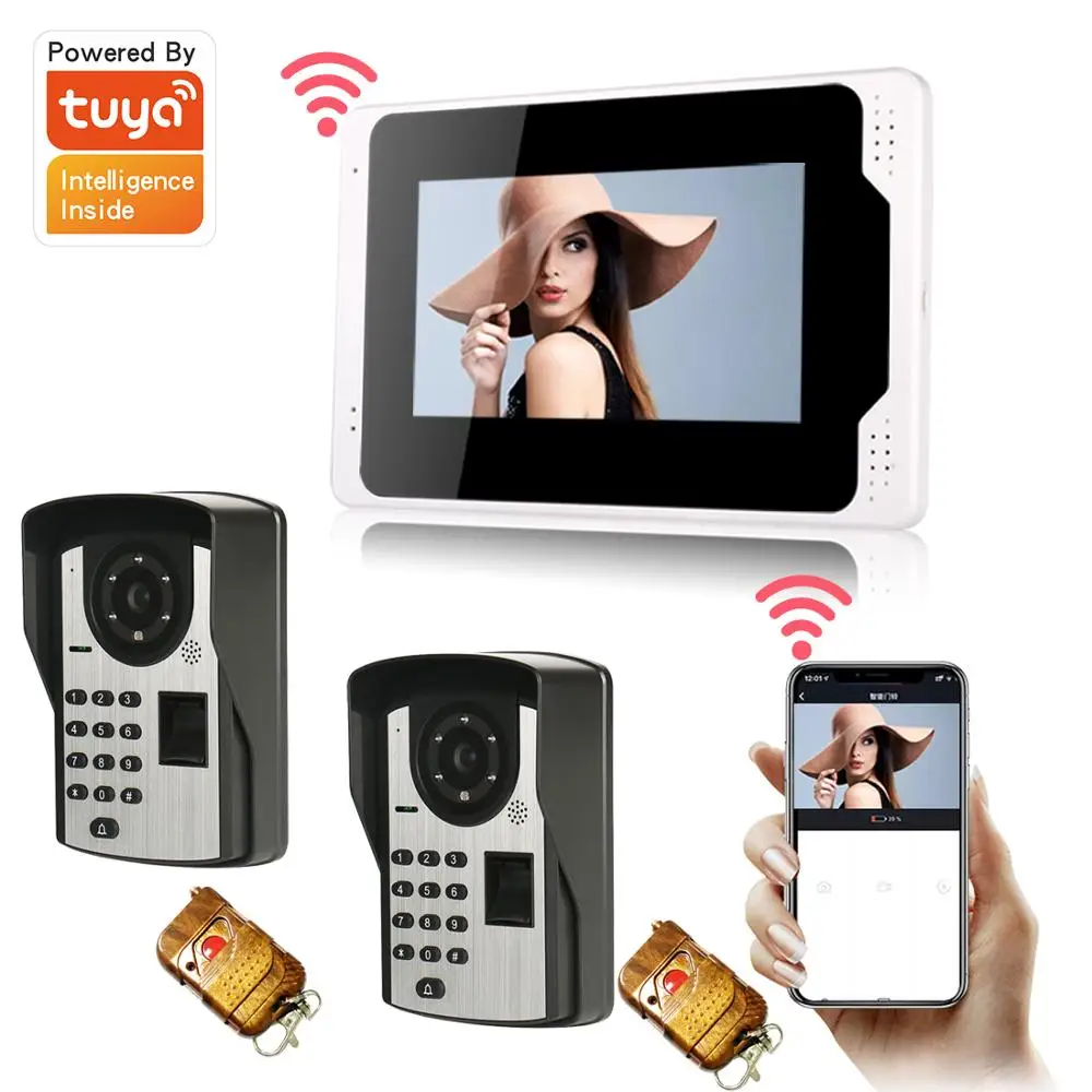 SYSD WIFI Wired Video Doorbell Intercom for Home 7in Touch Screen Monitor with 1080P Infrared Night Vision Camera