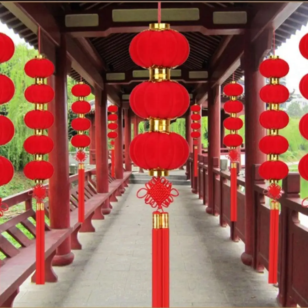 16 шт. красные флоковые фонарики пластиковые стильные маленькие для китайского