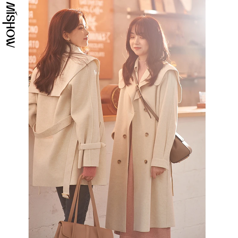 : Для 2020 зимнее пальто с двойным лицом Шерстяное для женщин на открытом воздухе