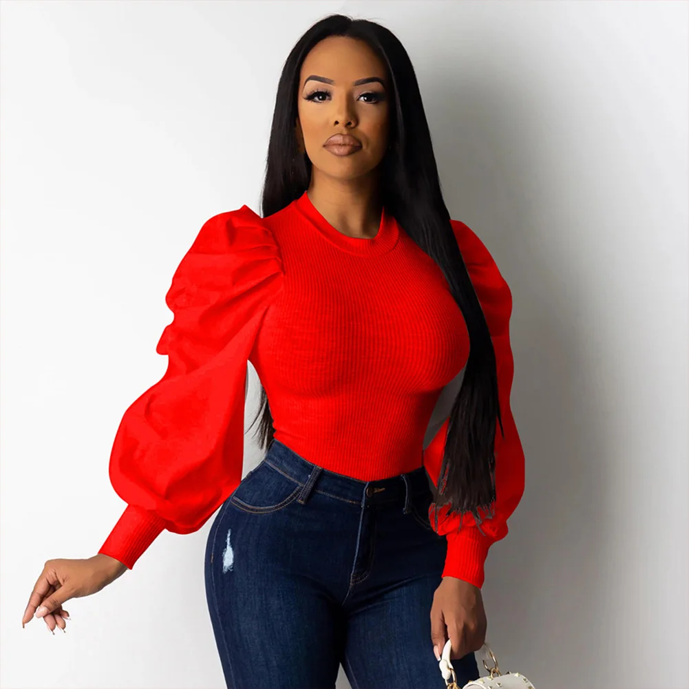 Bikitique женские топы элегантный пуловер с длинным рукавом Повседневная однотонная